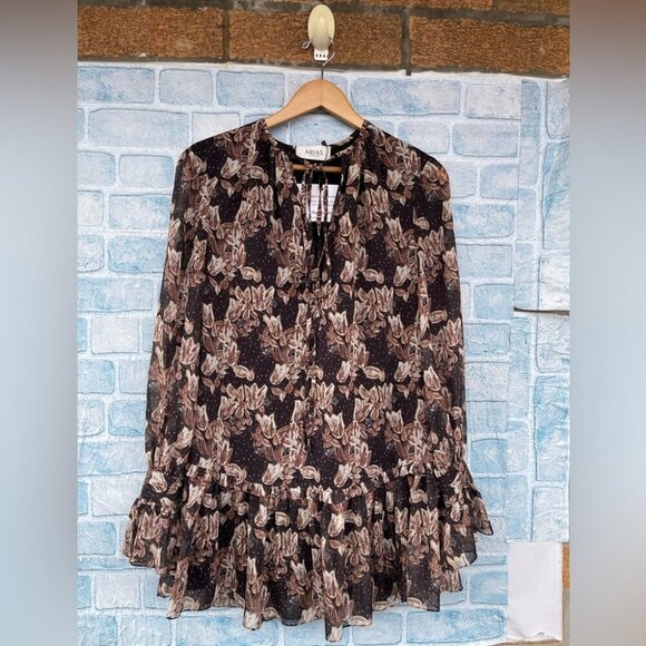 ARIAS NEW YORK METALLIC RUFFLE MINI DRESS SIZE 4 - Picture 1 of 13